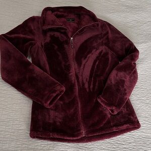 32 Degrees Heat Burgundy Faux Fur Fleece Full Zip Jacket XS